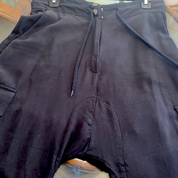 Zara Black Cropped Faded Cargo Pants Medium M Harem Cargo - Picture 4 of 11